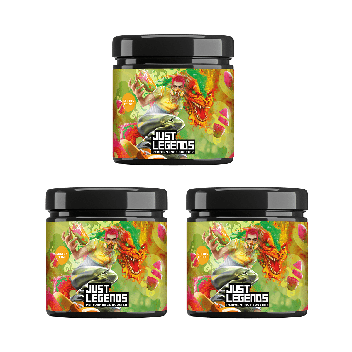 Just Legends Booster Triple Pack | Funktionaler, veganer Multipack auf Pulverbasis ohne Zucker, mit wenig Kalorien, vielen Vitaminen und natürlichen Aromen.
